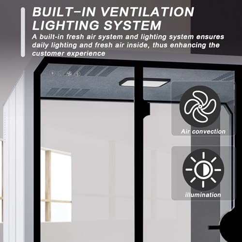 Office Pod Booth with Audio Privacy - Portable Sound Booth Includes Diamond Shaped Frame Design,Separate Room with Light,Fans, USB Port for Work Negotiation Sleep Cabin(87IN) - Image 5