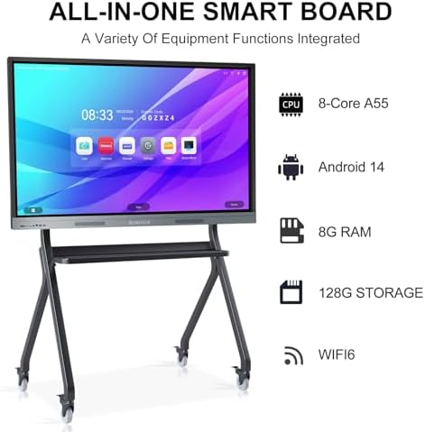 Smart Board, 55'' 4K UHD Smart Whiteboard, 8+128GB Touch Screen Electronic Whiteboard, Interactive Whiteboard for Classroom and Business (Wall Mount Included) - Image 2