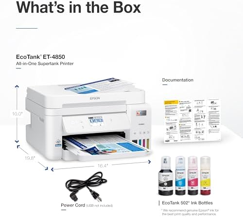 Epson EcoTank ET-4850 Wireless Color All-in-One Supertank Printer - Black - Image 6