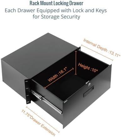 Tecmojo 6U Rack Drawer,Rack Mount Drawer for 19in Network Equipment/Server/AV Rack or Cabinet Enclosure,Sliding and Lockable Server Rack Drawer - Load-Bearing 44lb (20kg),with Cable Management Holes - Image 3