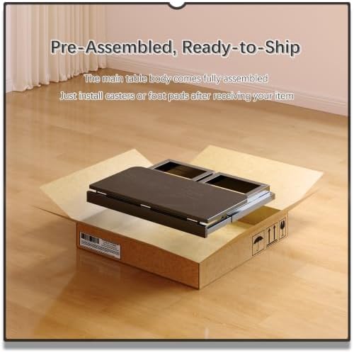 4NM No Tool Assembly 27.5" Small Desk, Folding Portable Desk with Wheels, Foldable Computer Home Office Desks, Collapsible Study Writing Table for Space Saving Bedroom - All Black - Image 4