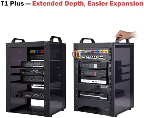 GeeekPi 8U Server Rack Cabinet, DeskPi RackMate T1 Plus,10 inch Network Rack for Servers, Network, A/V Equipment, 10.23inch/260mm Depth (Black) - Image 4
