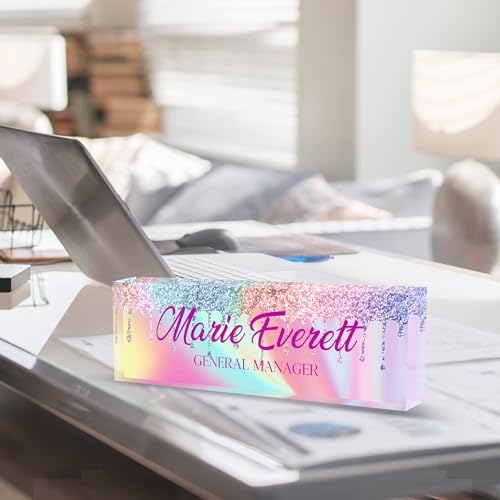 Custom Name Plate for Desk | Personalized Desk Name Plate | Personalized Boss Employee Appreciation Gifts | Acrylic Name Plate Office Desk Accessories (A-Colored Quartz) - Image 4