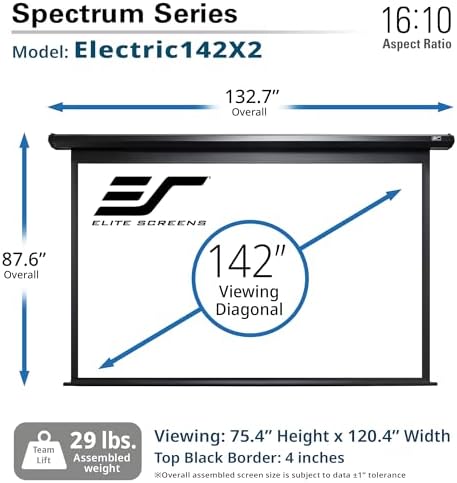 Elite Screens Spectrum RC1 Remote KIT, 142-INCH 16:10 diag Electric Motorized Projector Screen Home Movie Theater 8K/4K Ultra HD Ready Projection, ELECTRIC142X2 - Image 3