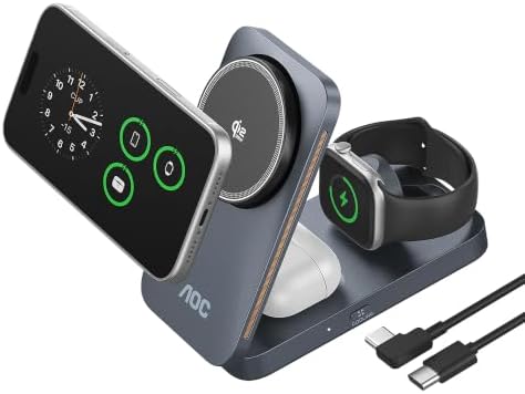 AOC GW300 25W Qi2.2-Certified 3-in-1 Foldable Wireless Charging Station by AOC