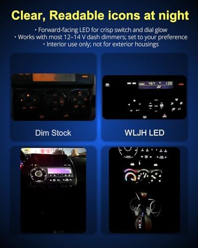 WLJH 10x White T3 Neo Wedge 3030 SMD Chipest 8mm Base Led Car Instrument Cluster Dashboard Gauge Bulb HVAC AC Heater Climate Controls Lamps Switch Indication Interior Light Replacement - Image 6