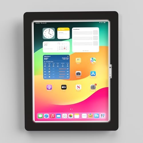 Anti-Theft Acrylic VESA Enclosure for Apple iPad Pro 11" 2024 M4 2025 M5 with Free Wall Mount Kit & 90-Degree Angle USB C Cable (Black) - Image 2