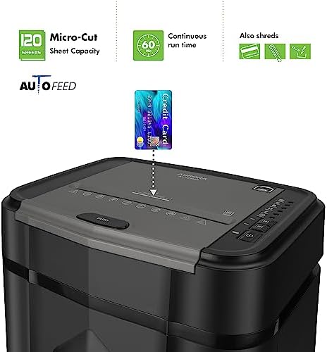 Aurora Professional Grade AU125MA 120-Sheet Auto Feed High-Security Micro-Cut Paper Shredder/60 Minutes/Security Level P-5 - Image 2