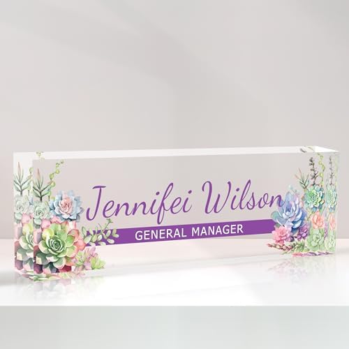 Name Plate for Desk-Personalized Name Plates for Desk-Name Plate Personalized for Office-Gifts for Teacher Boss Employee Appreciation Office Desk Decor (purple A), MYDZBJMT1009 by AZUFEMOS