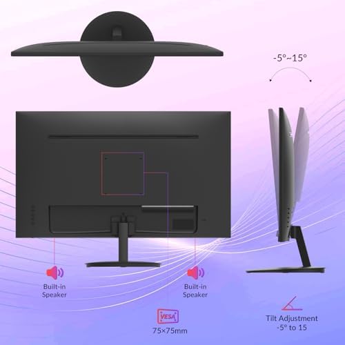 27 Inch Monitor - 1080P, VA, Full HD, Frameless, 100Hz, 1ms, Adaptive-Sync, for Working and Gaming, Low Blue Light, Flicker Free, HDMI, VESA Mountable (100x100mm) - Image 6