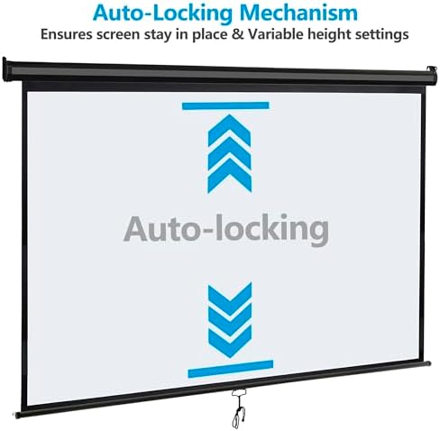 SUPER DEAL 80'' 16:9 HD Projection Screen Foldable Anti-Crease Portable Projector Movie Screen Manual Pull Down for Home Theater Presentation Education Outdoor Indoor Public Display, Black - Image 5