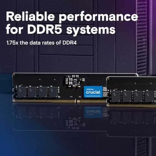 Crucial 128GB Kit (2x64GB) DDR5 RAM 5600MHz (or 5200MHz or 4800MHz) Desktop Memory Kit, UDIMM 288-Pin, Compatible with Latest Intel Core and AMD Ryzen 8000 & Above – CT2K64G56C46U5 - Image 2