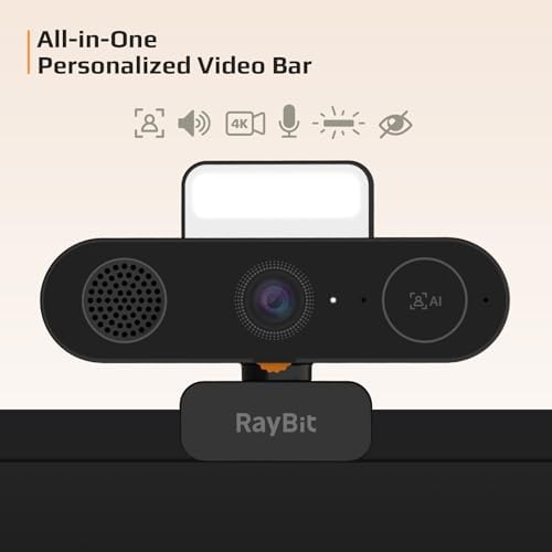 5-in-1 Design 4K Webcam with Speaker and Microphone, Built-in Light, Privacy Cover, AI Auto-Framing Cam, Computer USB C Web Camera for PC, Desktop, Laptop, Mac, Streaming, Video Conference - Image 2