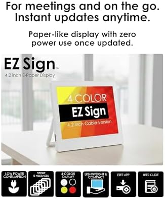 Santek EZ Sign | 4.2" 4-Color Wired E-Paper Display (USB Cable + Windows App) with Kickstand – Rewritable & Customizable Standing Sign for Office, Retail, Reception, Airbnb, QR Code & WiFi Display (White) - Image 6
