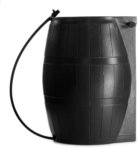 FCMP Outdoor Rain Barrel, Flat-Back Rainwater Catcher with Spigots, 50 Gallon, Black - Portable Water Storage Container Tank for Home, Garden, and Backyard - Image 3