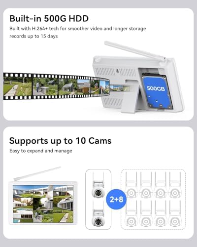 Wireless Security Camera System with 10" Monitor, 2X 3MP PTZ Camera - Image 6