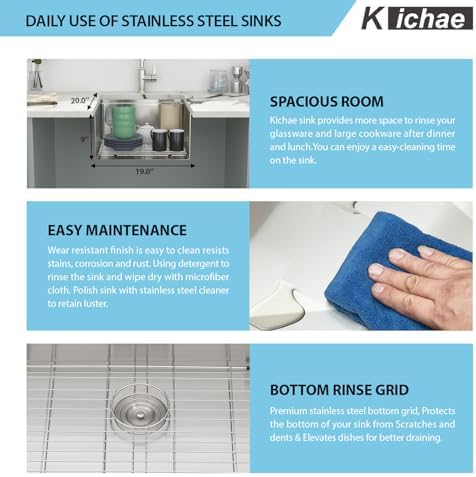 Kichae 19 Undermount Bar Sink Small Stainless Steel 16 Gauge Workstaion - Image 5