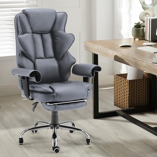 HOMREST Heated Massage Executive Office Chair with Foot Rest,Slate Grey - Image 2