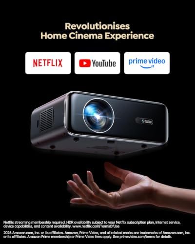 [Built-in Apps/4K Support] Smart Outdoor Projector with WiFi and Bluetooth, Movie Projector, DoIby Audio with Dual Speaker, Auto Focus w/ YouTube&PrimeVideo Proyector, Upgrad P62 Pro - Image 2