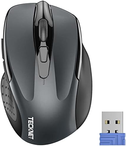 TECKNET Wireless Mouse, 2.4G Ergonomic Computer Mouse, 2600 DPI, Grey by Tecknet