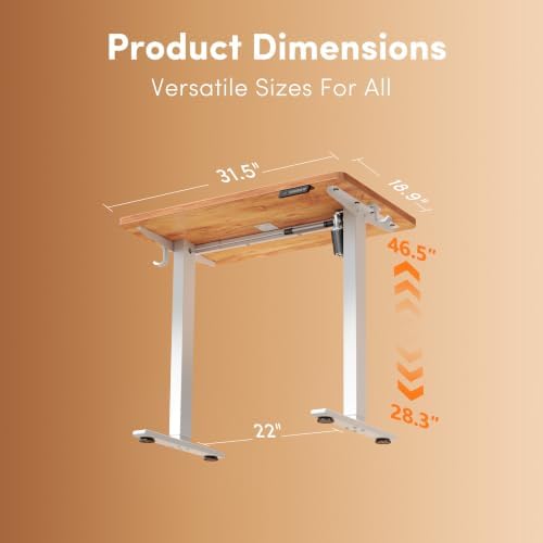 FEZIBO 32" Small Electric Standing Desk Height Adjustable Desk Light Rustic - Image 3