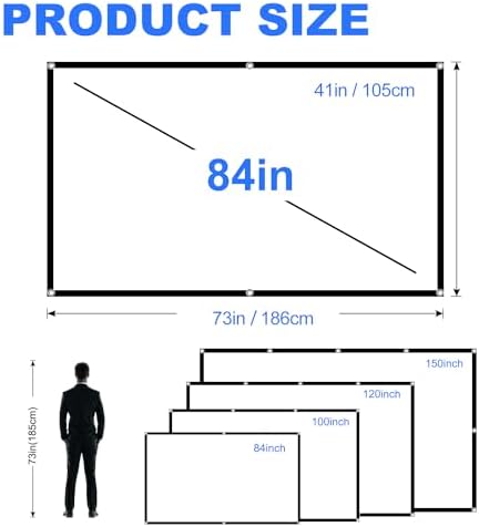 Projector Screen, DUYIKJ 84 inch Foldable Portable Rear Front Projector Screen Indoor Outdoor 4K 16:9 HD Double Sided Projection Movies Screen for Camping Party,Backyard Home Theater - Image 6