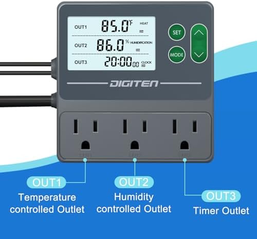 DIGITEN Temperature and Humidity Controller with Timer,3 Outlet Dual Probes - Image 4