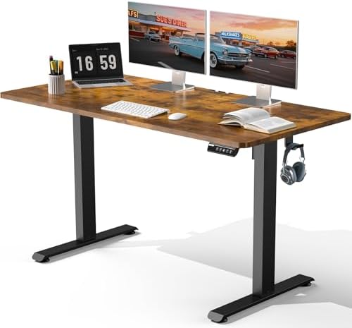 Veken 55"x23.6" Standing Desk, Electric Height Adjustable, Brown by Veken