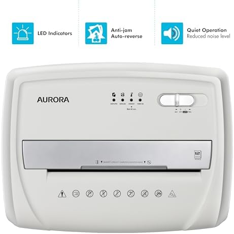 Aurora Desktop Style High-Security Anti-Jam 12-Sheet Micro-Cut Paper and CD/Credit Card/Junk Mail Shredder with 1.8 Gallon Pullout Basket/Security Level P-4 - Image 5