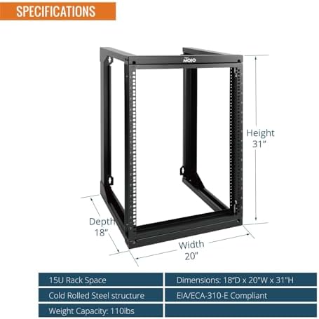 Tecmojo 15U Server Rack with Swing Gate, 15U Rack for 19inch Computer/AV/Data/IT/Media Equipment, Wall Mount Server Rack with 18inch Depth, Square&Tapped Holes - Image 2