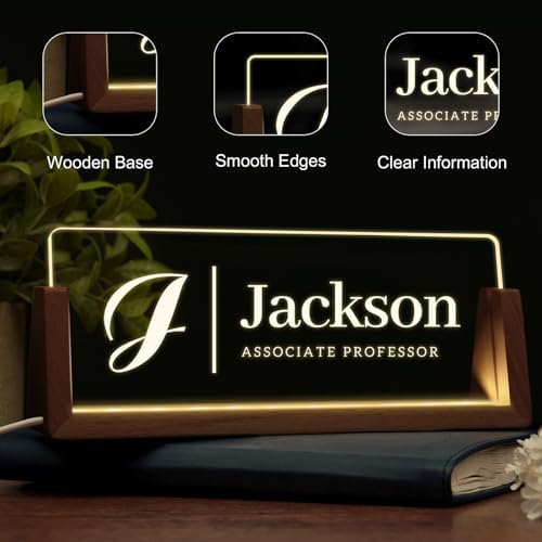 Custom Light Up Name Plate for Desk, Desk Name Plate Personalized with Logo, Employee Appreciation Gift, Personalized Office Gifts for Boss Coworkers Teacher, Office Decor for Women Men (Initials Style) - Image 3
