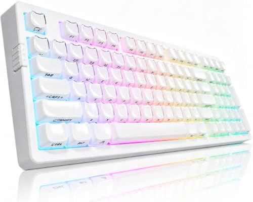 ZORNHER ZH980 Wireless Mechanical Keyboard,95% White Creamy Keyboard with Number Pad,Full Size Gaming Keyboard,Cute Jelly Glossy Cat-Ear Keycaps,Girly Aesthetics Kitty Keyboard,Creamy Switches by Zornher