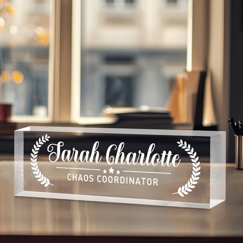 Custom Office Name Plate for Desk - Name Plate Personalized Gifts for Coworkers, Boss, Teacher, Social Worker - Acrylic Office Desk Decor for Women Men - Employee Appreciation Gifts (white 5) - Image 7
