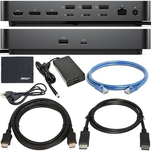 Dell Pro Thunderbolt 5 Smart Dock SD25TB5 300W Power Delivery Includes Zoomspeed Display Port Cable + Zoomspeed HDMI Cable + Ethernet Cable + Cleaning Cloth + Supports Up to Four 4K 60Hz Displays by AOM