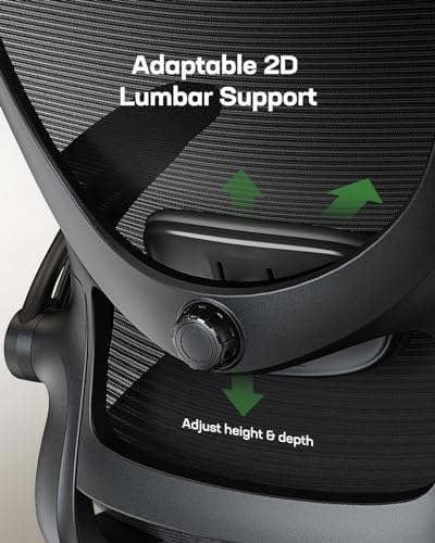 Marsail Ergonomic Office Chair Desk Chair with 3D PU Armrests and Adjustable Lumbar Support Breathable Mesh Chair Executive Rolling Swivel Comfy Task Chair for Home Office Gaming Black - Image 4