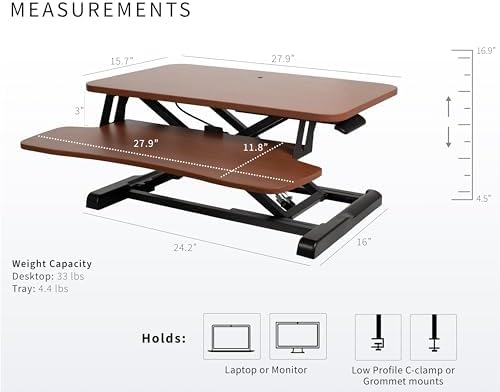 VIVO Dark Walnut 28 inch Standing Desk Converter, DESK-V028KA - Image 3