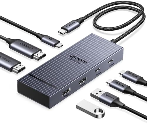 UGREEN USB C Docking Station Dual Monitor, 7-in-1 Aluminum Dock with 2xHDMI by UGREEN