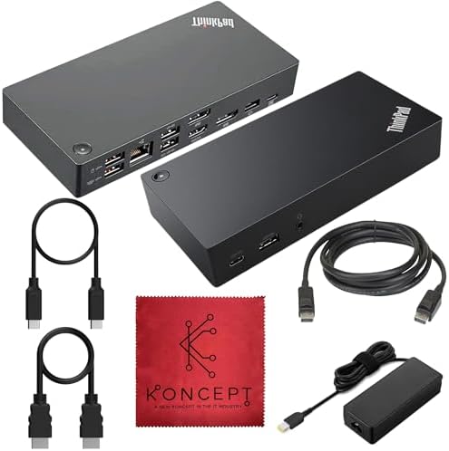 40AS0090US Lenovo Thinkpad Docking Station USB-C Gen 2-1 Year Warranty - Thinkpad Thunderbolt 3 Dock, HDMI, DisplayPort & USB C Cable - Universal Docking Station (Renewed) by Amazon+Renewed
