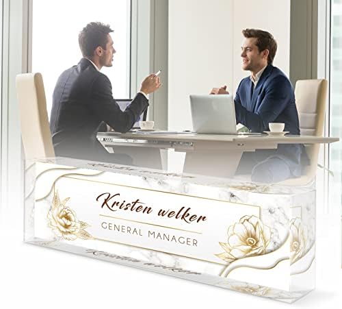 Desk Name Plate Personalized, Custom Name Plates for Desks, Office Desk Decor, Unique Clear Acrylic Glass Block, Personalized Office Gifts for Women Men Coworkers Boss Teachers, Appreciation Gifts - Image 4