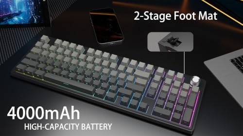 Wireless Mechanical Gaming Keyboard, Gradient Black Hot Swappable with Knob - Image 6