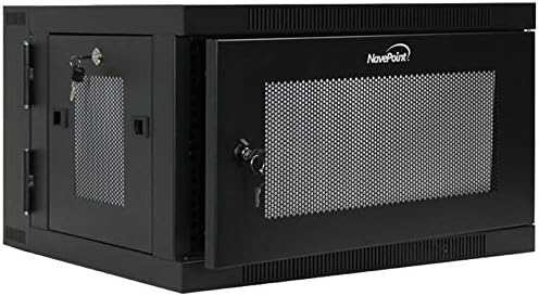 NavePoint 6U Server Cabinet with Hinged Back - 17.7” Deep, Server Rack Enclosure with Locking Perforated Door, Wall Mount Rack with Removable Side Panels, Network Cabinet, Pre-Assembled by NavePoint