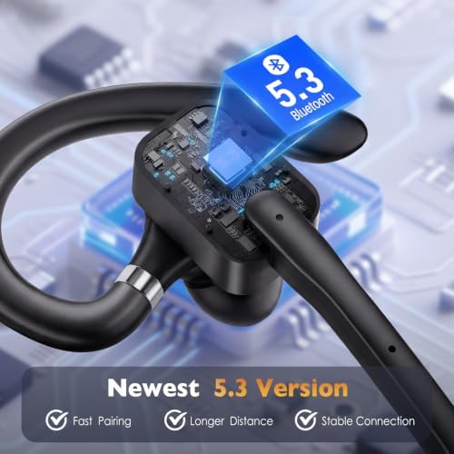 Bluetooth Headset, Wireless Headset with Dual-Mics & Noise Cancelling, Bluetooth Earpiece with Mute for Office Business Work Trucker, V5.3 Hands-Free Headset with QCC Chip for Phone PC iOS Android - Image 4