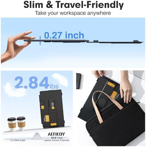 Upgraded Laptop Screen Extender, 15.6”Ultra-Thin Dual Portable Monitor with 4K UHD IPS, Detachable & 4-in-1 Modes, USB-C/HDMI Plug-Play Monitor Extender for Mac/Win/Android, Fits 13-17" Laptops - Image 5