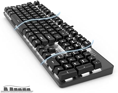 Hot Swappable Mechanical Gaming Keyboard - White Backlit with Blue Switches and 104 Keys Layout - Wired Gaming Keyboard - Image 2