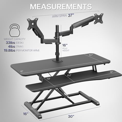 VIVO Black 42 inch Desk Riser with Monitor Mount, DESK-KIT-042K2K - Image 3