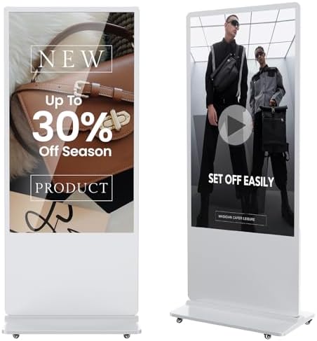 65 Inch 4K Digital Signage Display,Indoor Floor Standing Digital Kiosks & Interactive Displays,Commercial Advertising LCD Totem Android System Auto Media Player HDMI Input,Free Custom Logo,White by HomePage