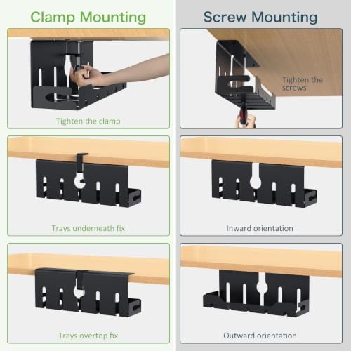 KEEGH Under Desk Cable Management Tray 16 in, Cable Organizer Tray, Black - Image 2