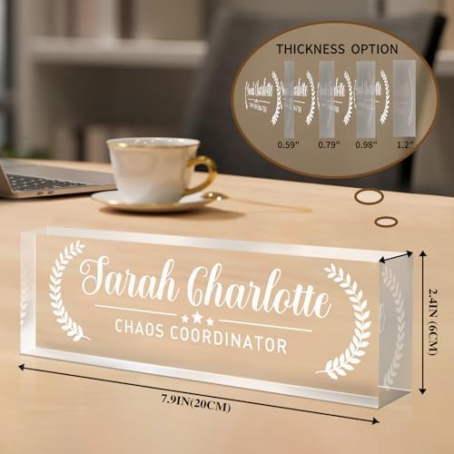 Custom Office Name Plate for Desk - Name Plate Personalized Gifts for Coworkers, Boss, Teacher, Social Worker - Acrylic Office Desk Decor for Women Men - Employee Appreciation Gifts (white 5) - Image 3