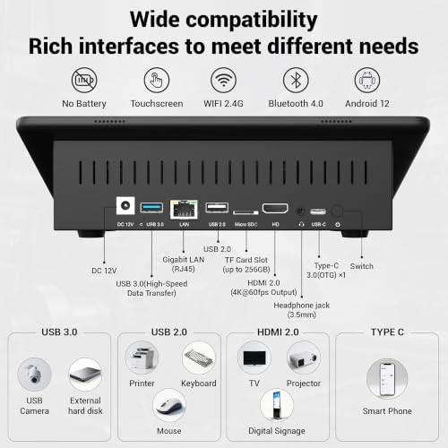 Fanless All-in-One Touchscreen Mini Computer RK3399, Industrial Mini PC 10.1 Inch Rugged Android 12, 4GB RAM, 64GB ROM, 1280 * 800 IPS - Image 3