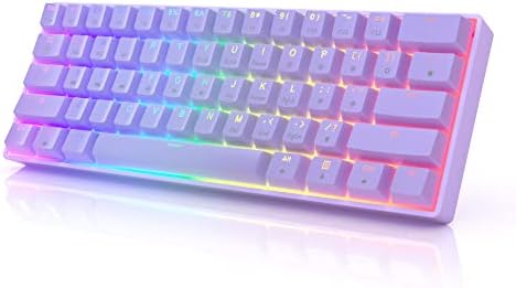 HK GAMING GK61 Mechanical Gaming Keyboard - 61 Keys Multi Color RGB Illuminated LED Backlit Wired Programmable for PC/Mac Gamer (Gateron Optical Brown, Lavender) by HKGaming